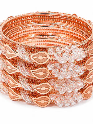  Rose Gold Crystal Bangles Set (Pack of 4)